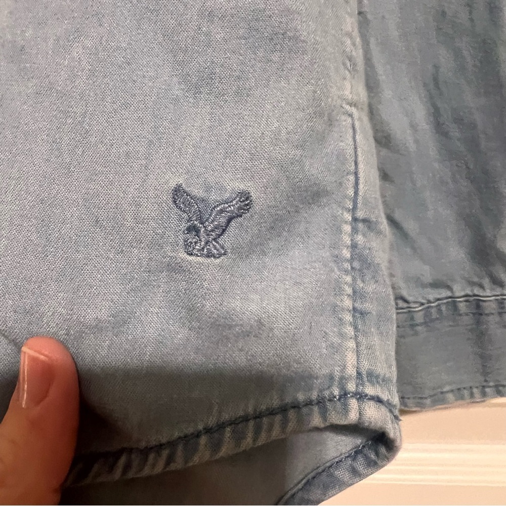 American Eagle Outfitters Blue Denim Casual Shirt - Picture 10 of 10